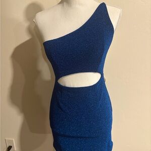 Hello Molly Sparkling Blue One-Shoulder Dress